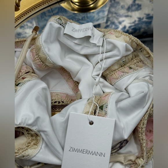 🆕 ZIMMERMANN 🧿 NWT Waverly Keyhole Crochet One Piece Swimsuit, Pink - Sz 3 - 8 - Picture 15 of 16